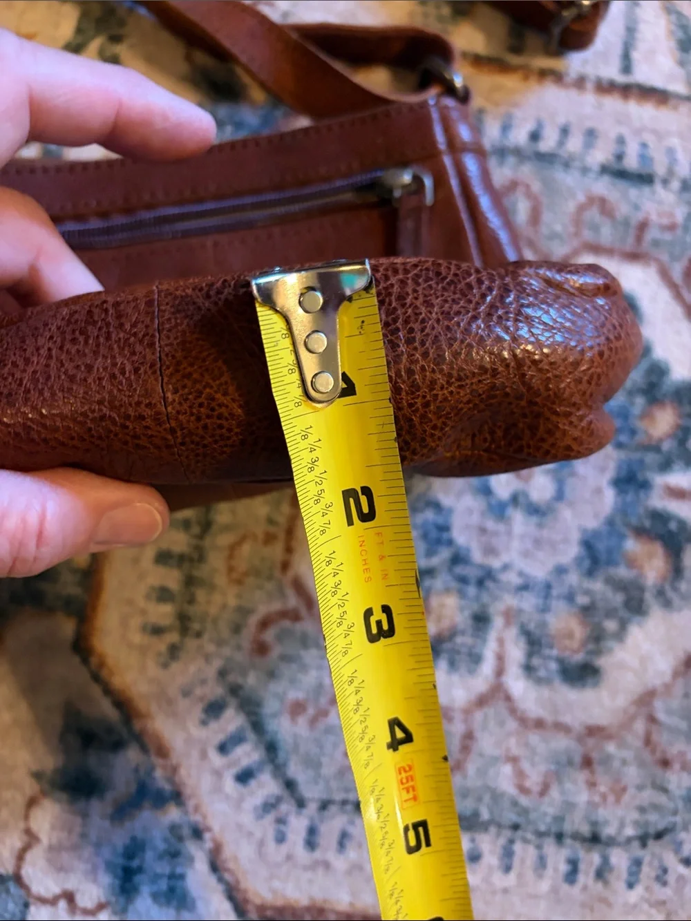 Spikes and Sparrow Rich Brown Leather Crossbody Bag, Zipper Pockets!